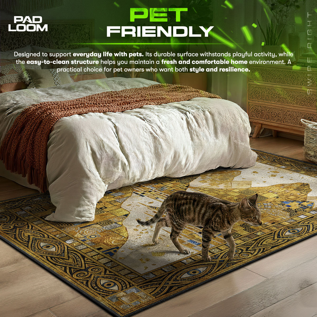 Gilded Mountain themed area rug for home decor fans