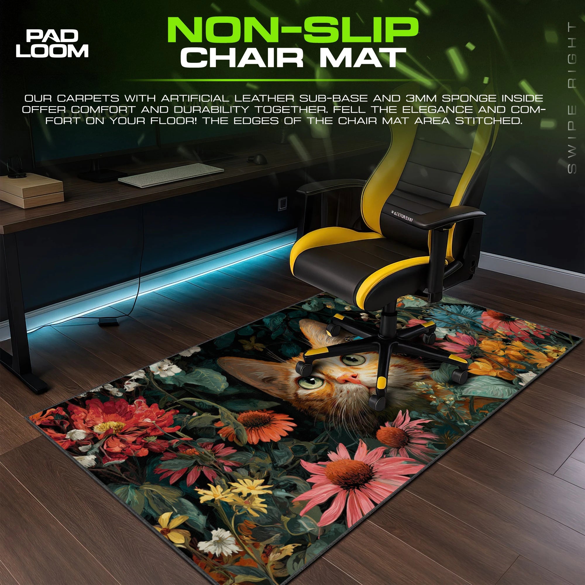 Ginger Cat Butterfly Mouse Pad - Cat Art Desk Mat
