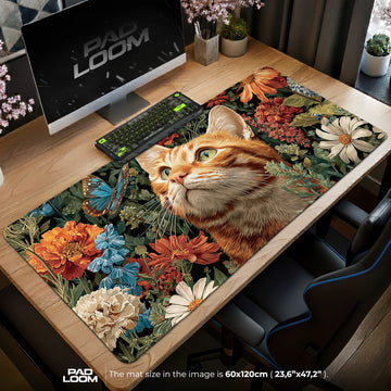 Ginger Cat Daydream Mouse Pad - Cat Art Desk Mat