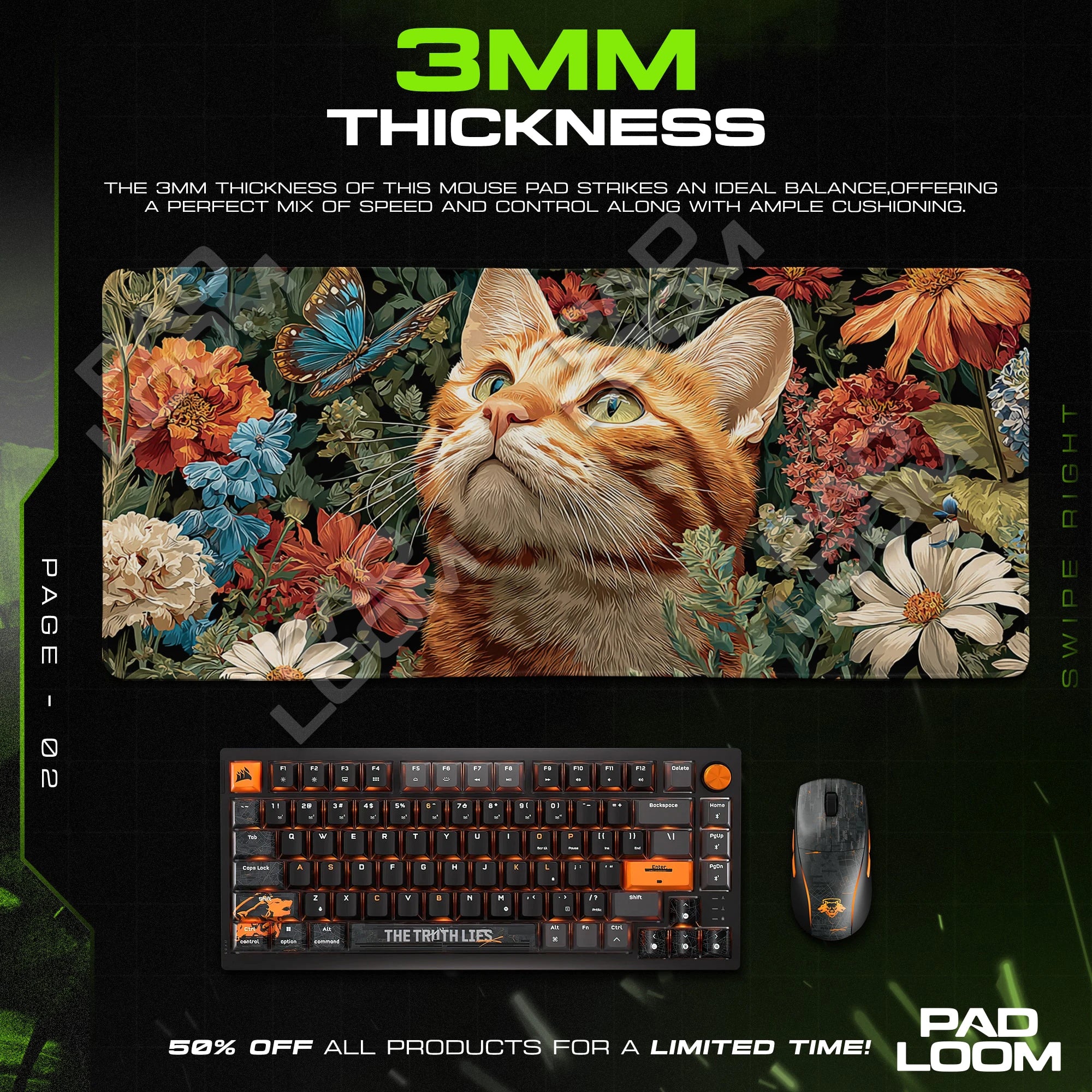 Ginger Cat Daydream Mouse Pad - Cat Art Desk Mat