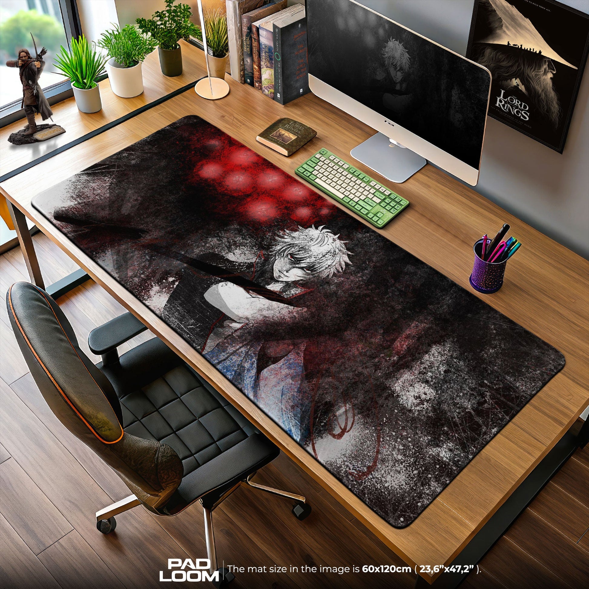 Gintoki Sakata Mouse Pad - Blood Moon Samurai Anime Desk Mat Padloom