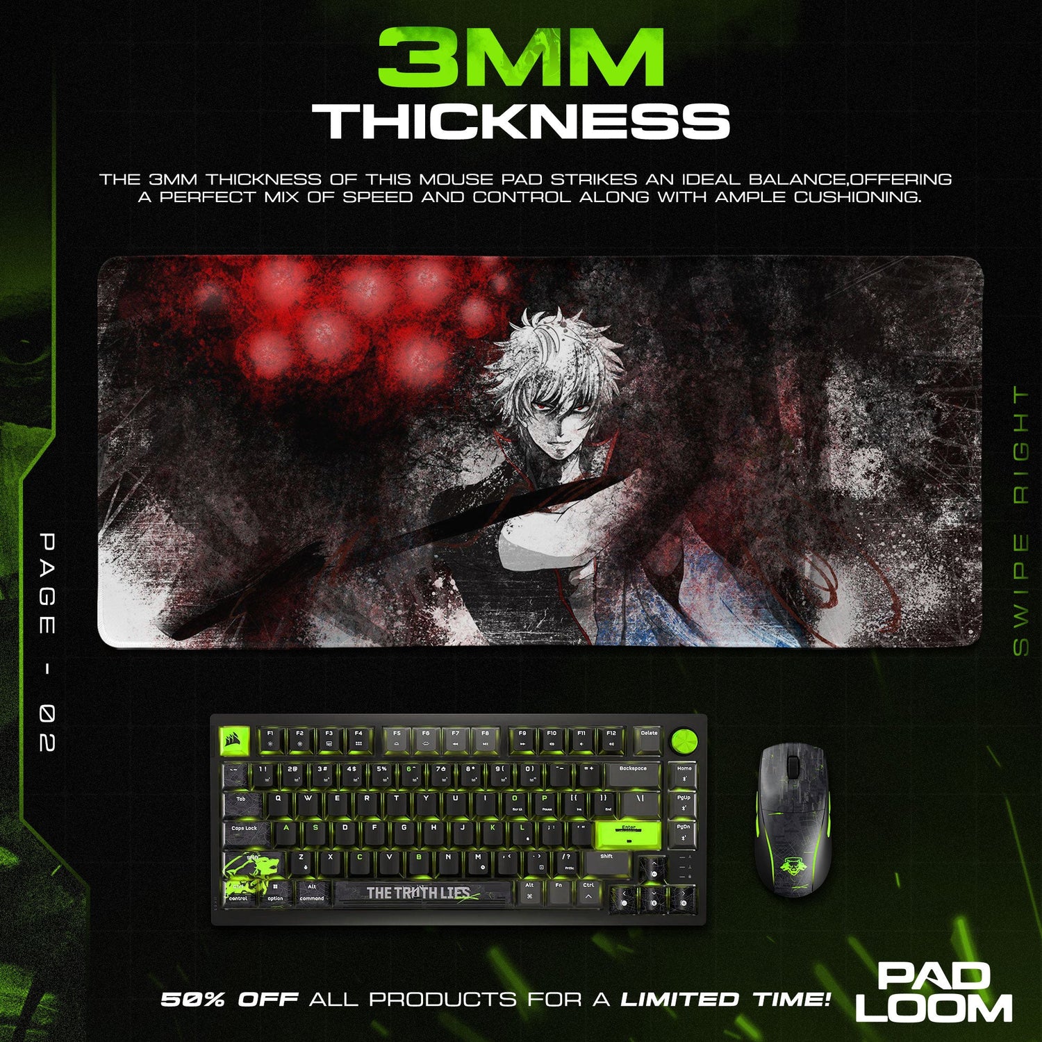 Gintoki Sakata Mouse Pad - Blood Moon Samurai Anime Desk Mat Padloom