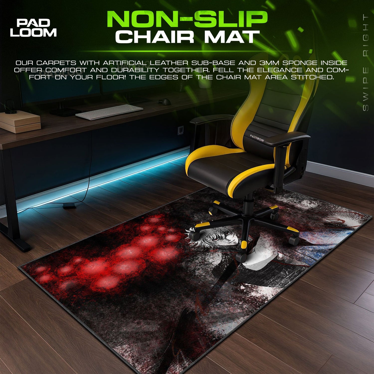 Gintoki Sakata Mouse Pad - Blood Moon Samurai Anime Desk Mat Padloom