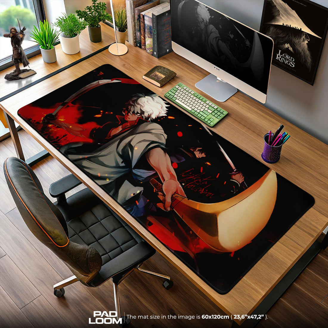 Gintoki Sakata Mouse Pad - Crimson Resolve Anime Desk Mat Padloom