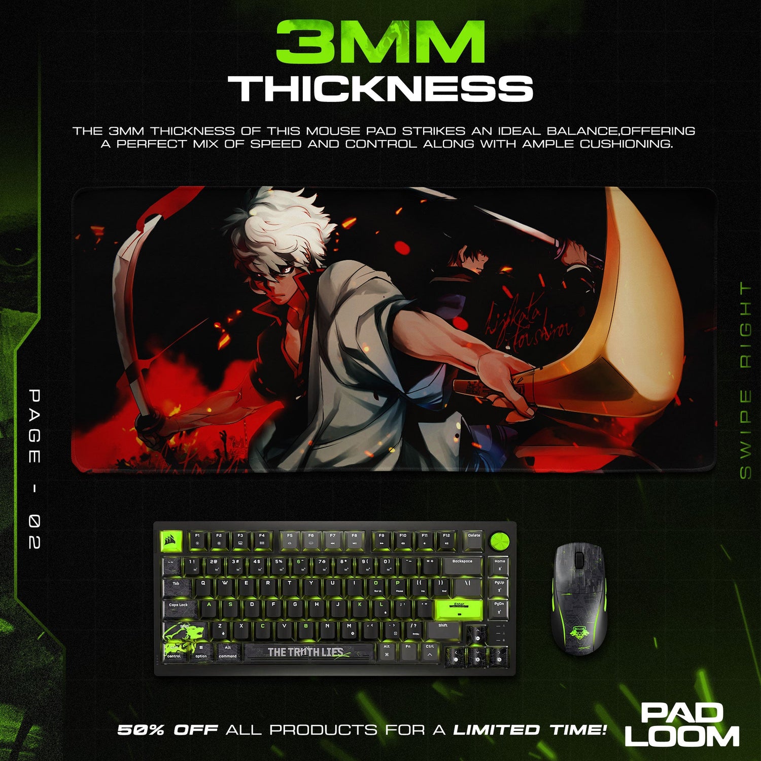 Gintoki Sakata Mouse Pad - Crimson Resolve Anime Desk Mat Padloom