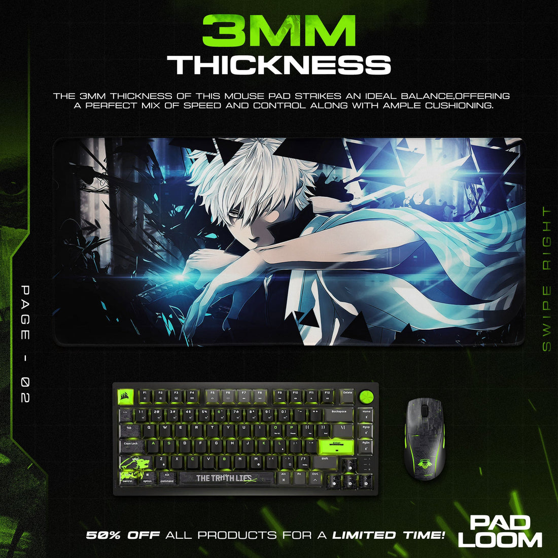 Gintoki Sakata Mouse Pad - Electric Samurai Anime Desk Mat Padloom