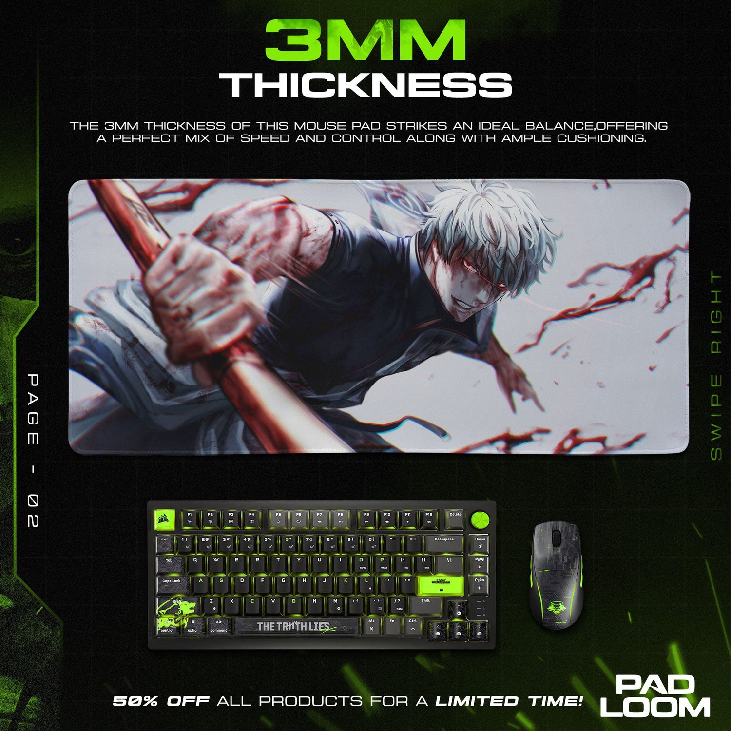 Gintoki Sakata Mouse Pad - Silver Soul Anime Desk Mat Padloom