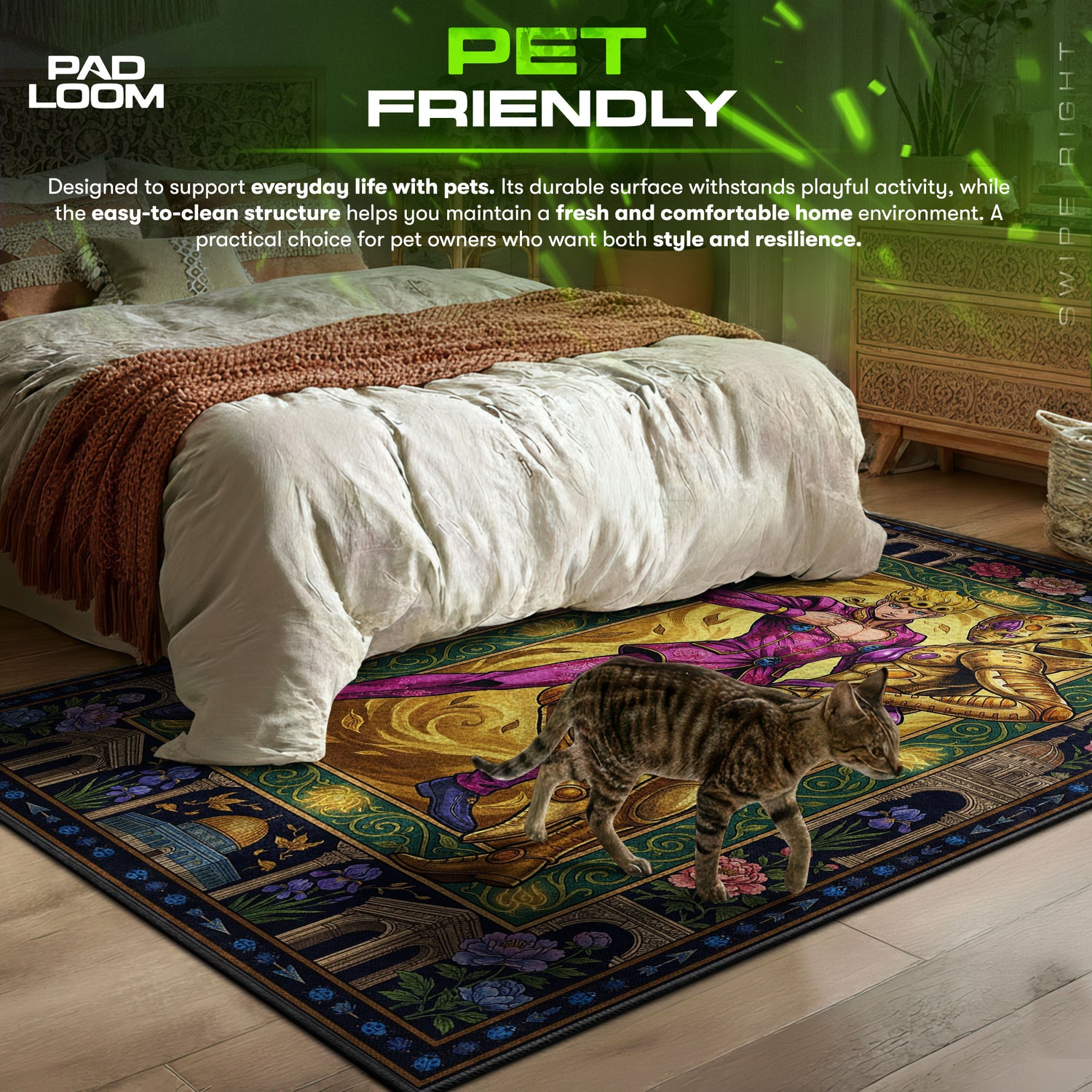 Detailed close-up of Giorno rug pattern