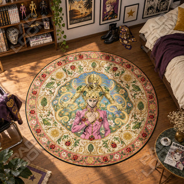 Giorno Ladybug JoJo round rug on a bedroom floor - JoJo chair mat