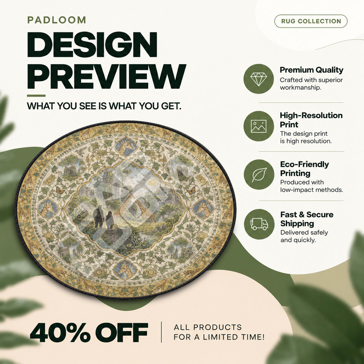 Giraffe Overgrown Round Rug - The Last of Us Chair Mat