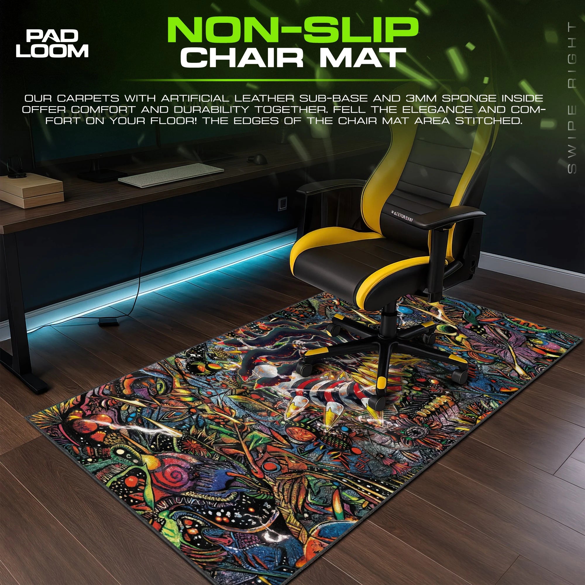 Giratina Chaos Bloom – stitched-edge, non-slip mouse pad detail
