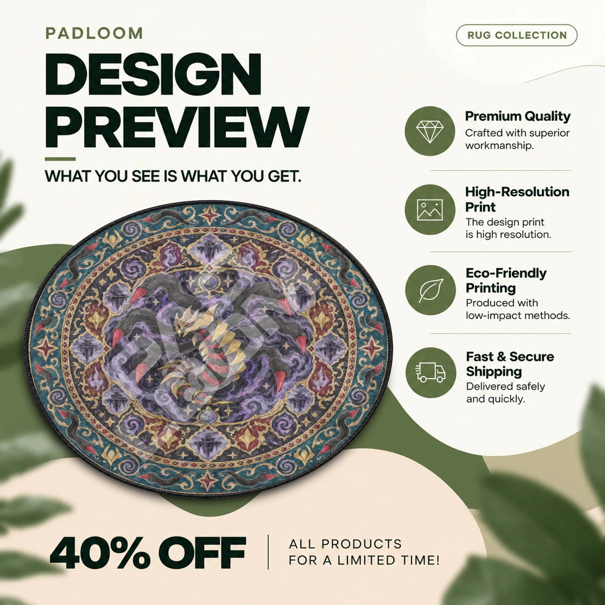 Giratina Distortion Pokemon round rug full design preview