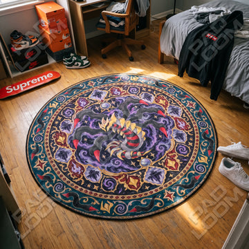 Giratina Distortion Pokemon round rug on a bedroom floor - Pokemon chair mat