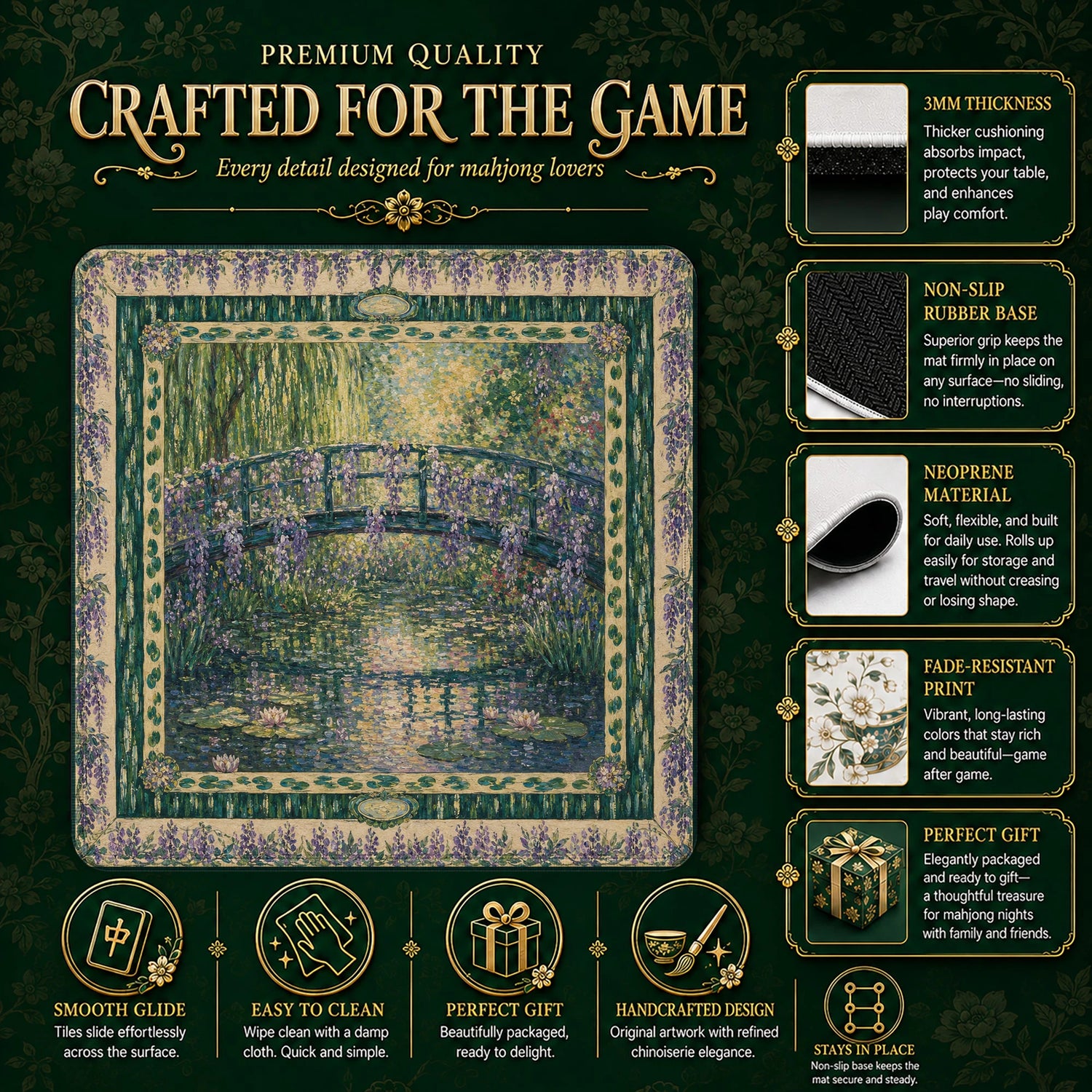 Giverny Bridge Mahjong Mat - Mah Jongg Mat