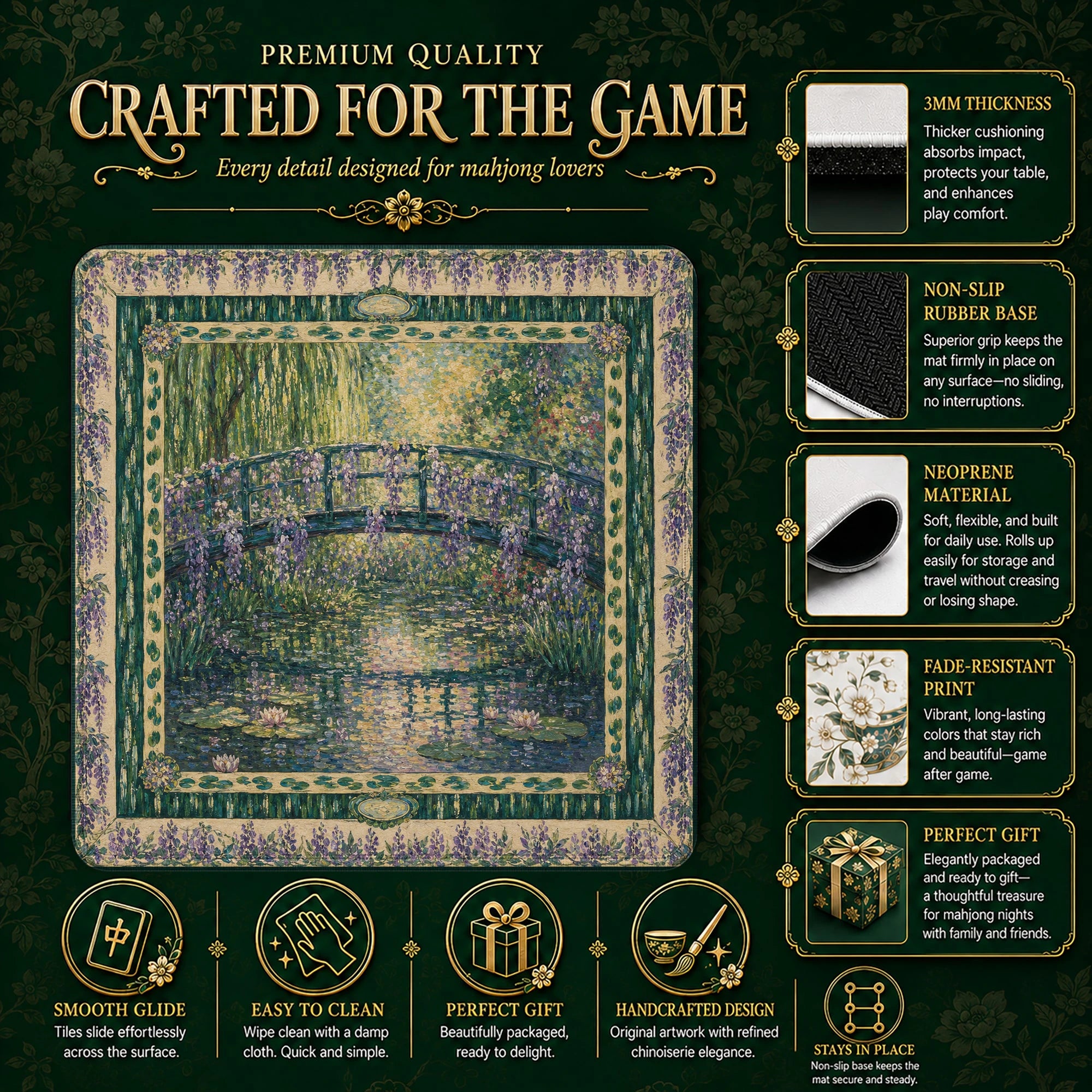 Giverny Bridge Mahjong Mat - Mah Jongg Mat
