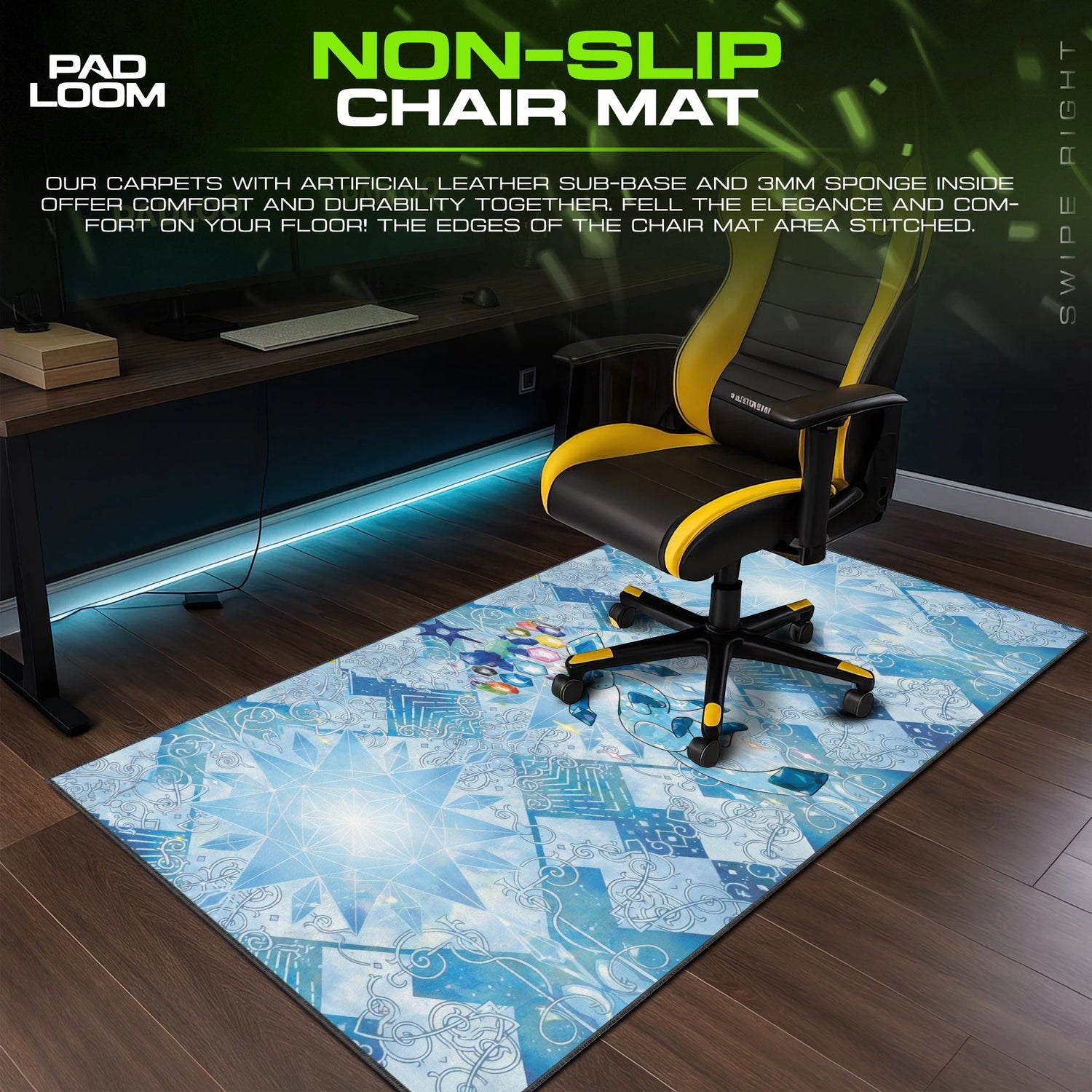Glaceon Crystal Frost – stitched-edge, non-slip mouse pad detail