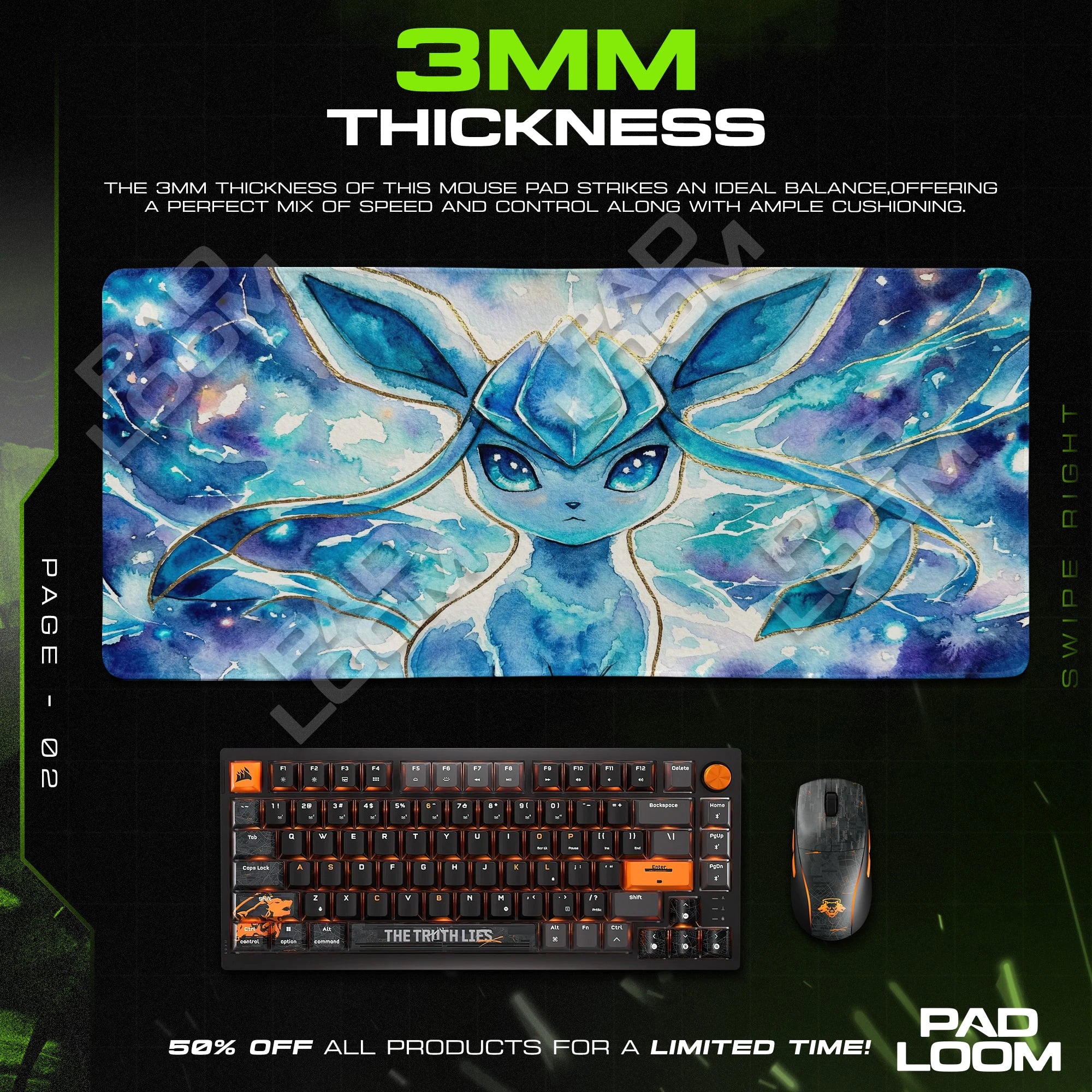 Glaceon Frost Crystal Mouse Pad - Pokemon Desk Mat