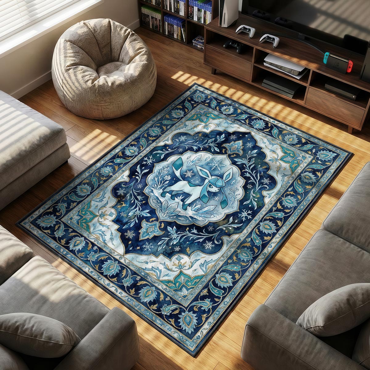 Glaceon Frozen themed area rug for Pokemon fans
