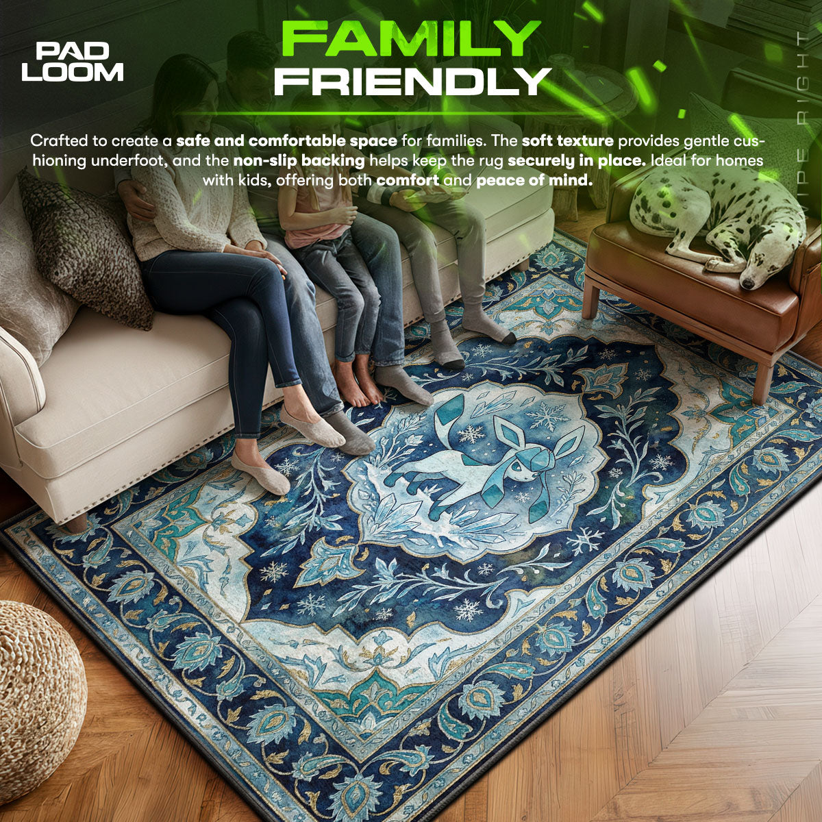 Glaceon area rug showing full Pokemon artwork