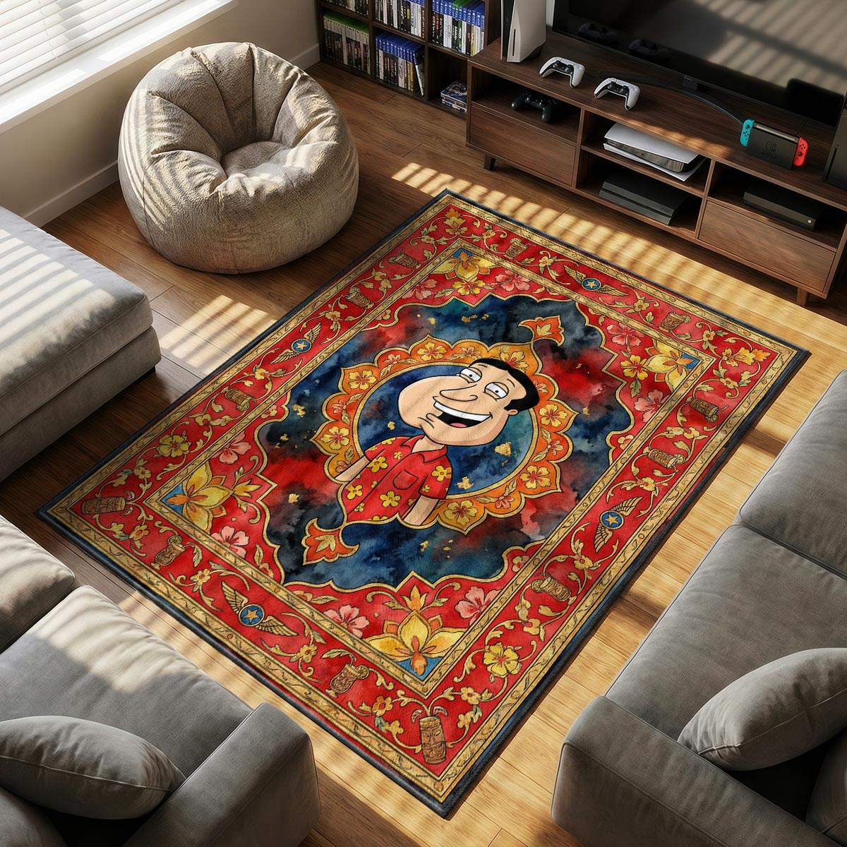 Glenn Quagmire themed area rug for home decor fans