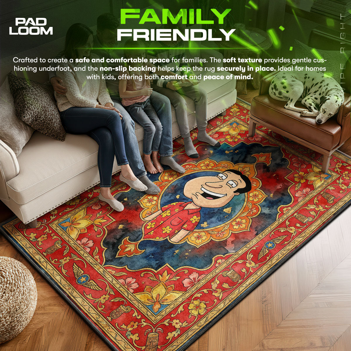 Glenn area rug showing full home decor artwork