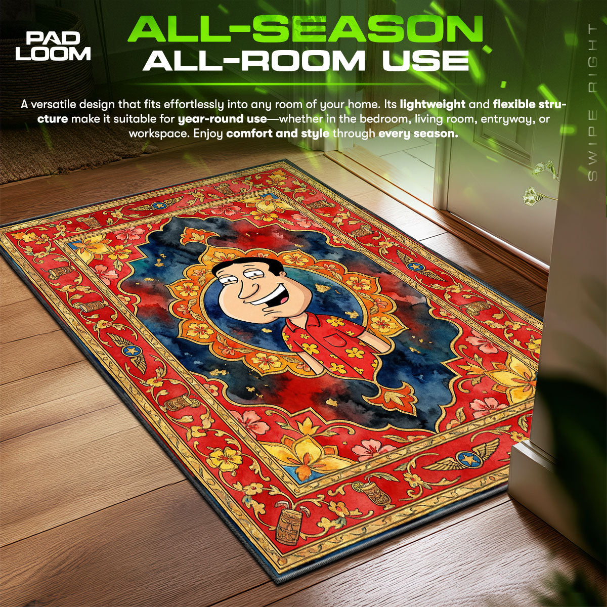 Glenn Quagmire Giggity Family Guy Room fan rug — premium quality print