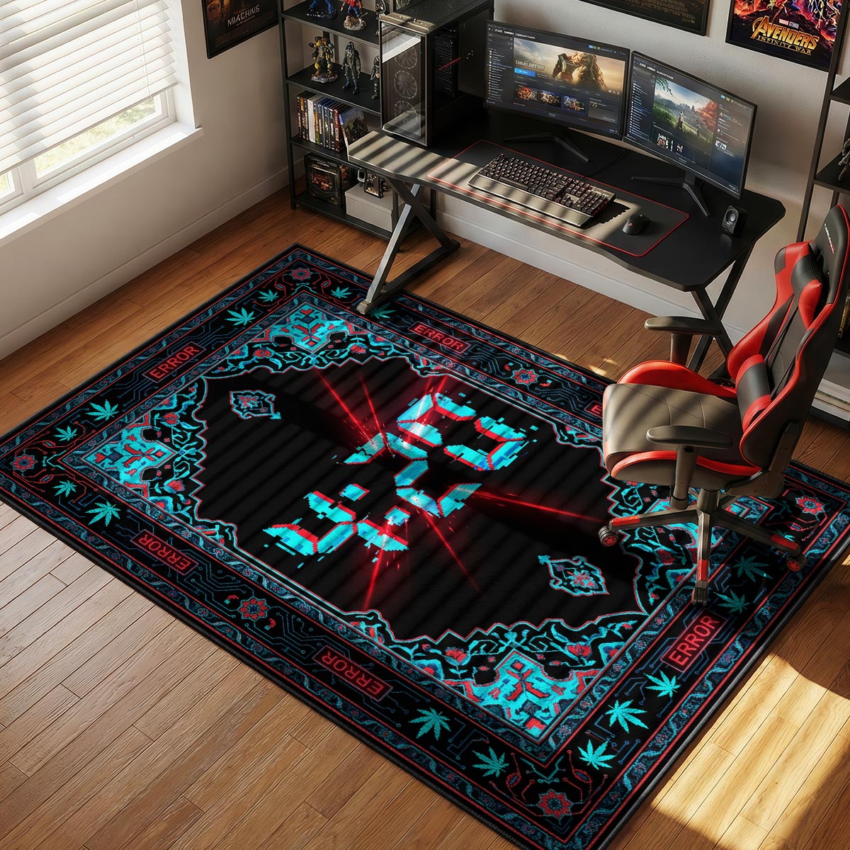 Neon Glitch Streetwear Floor rug — main product view