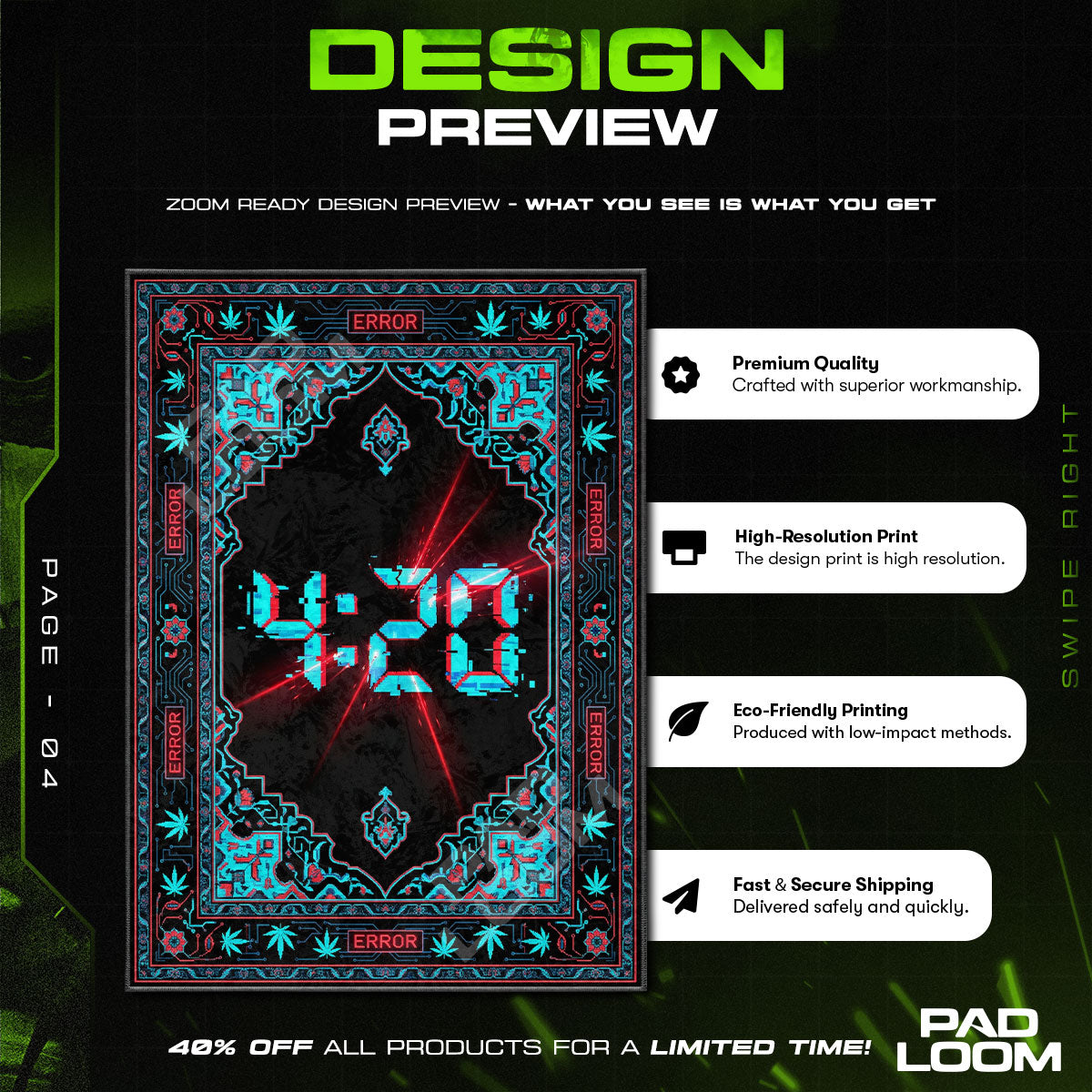 Floor character design printed on rug