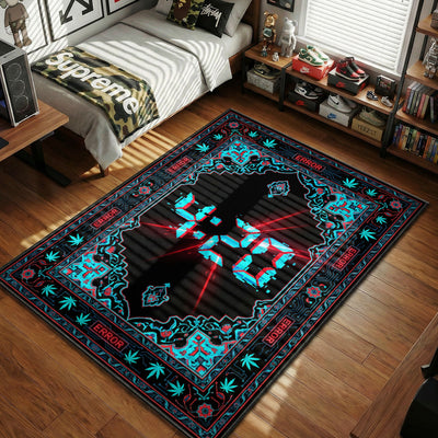 Neon 420 Glitch Rug - Streetwear Floor Mat