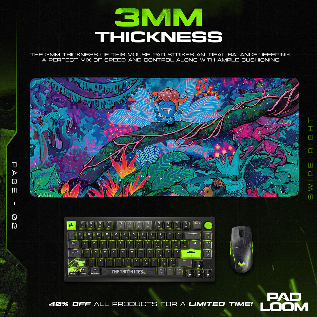 Gloom Jungle Mouse Pad, Psychedelic Pokémon Gaming Desk Mat
