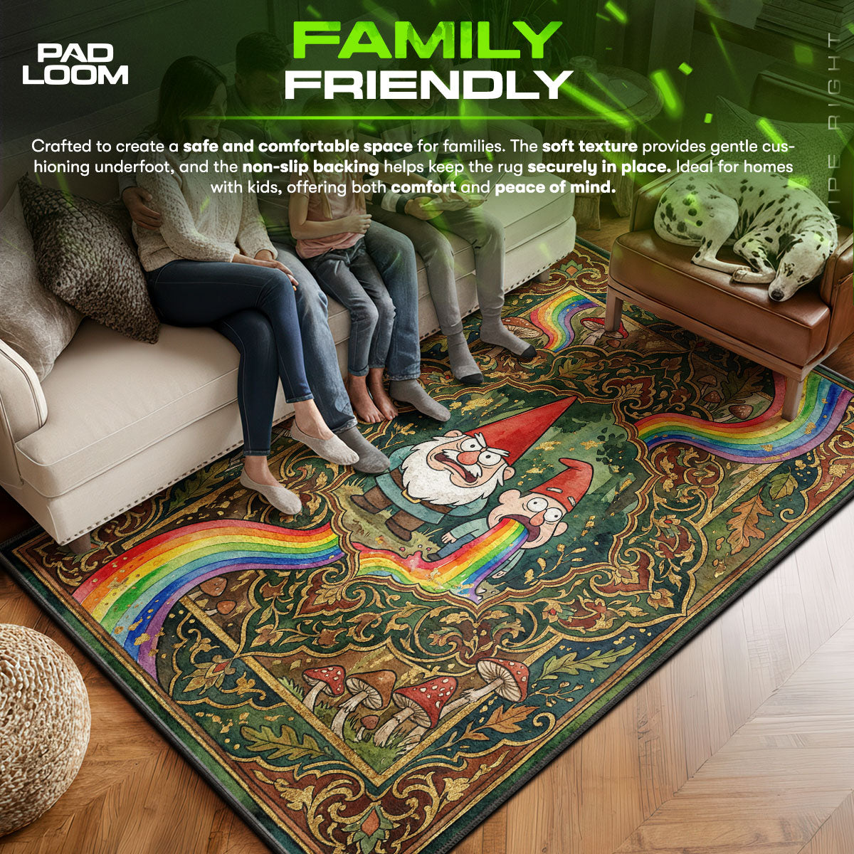 Area character design printed on rug