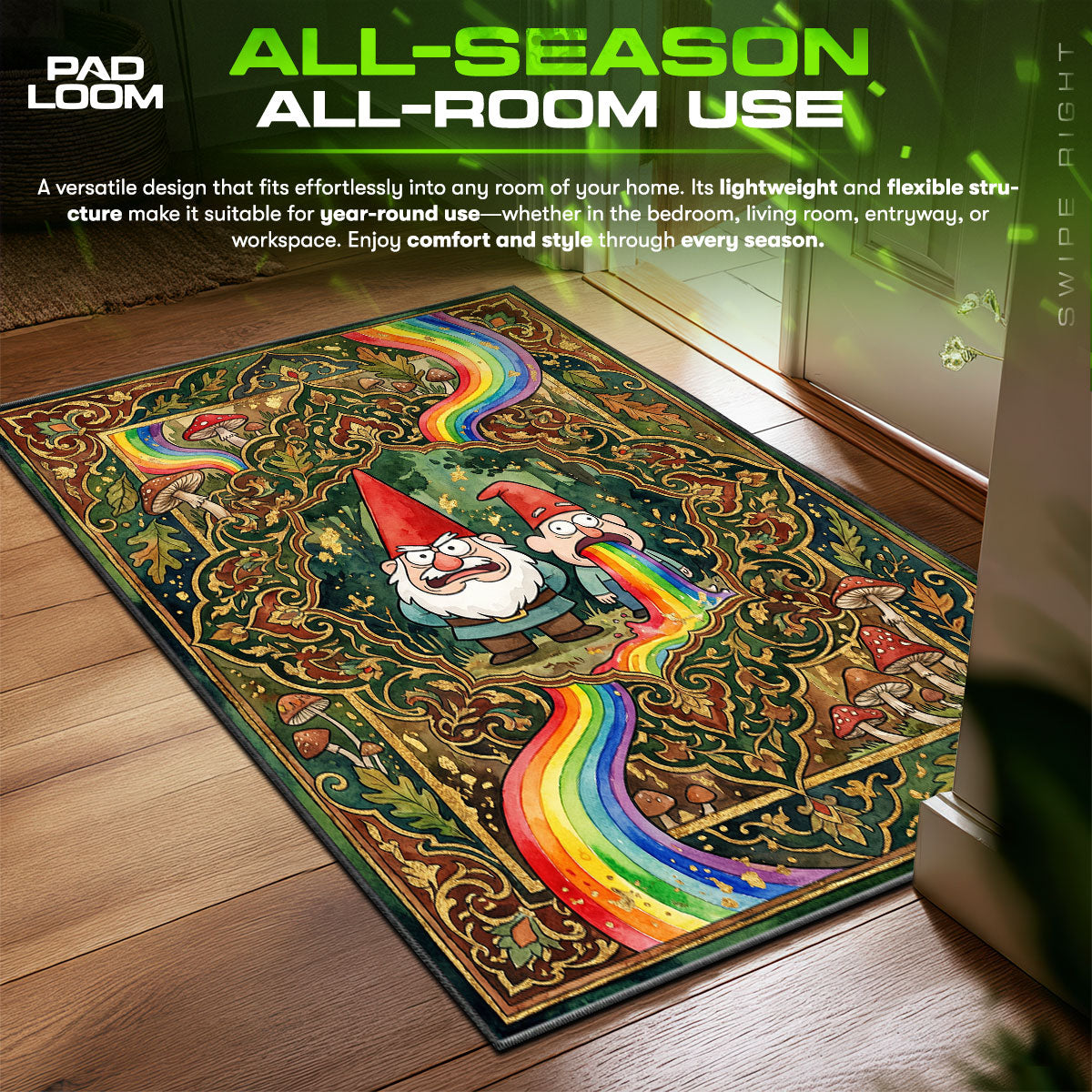 Detailed close-up of Gnomes rug pattern