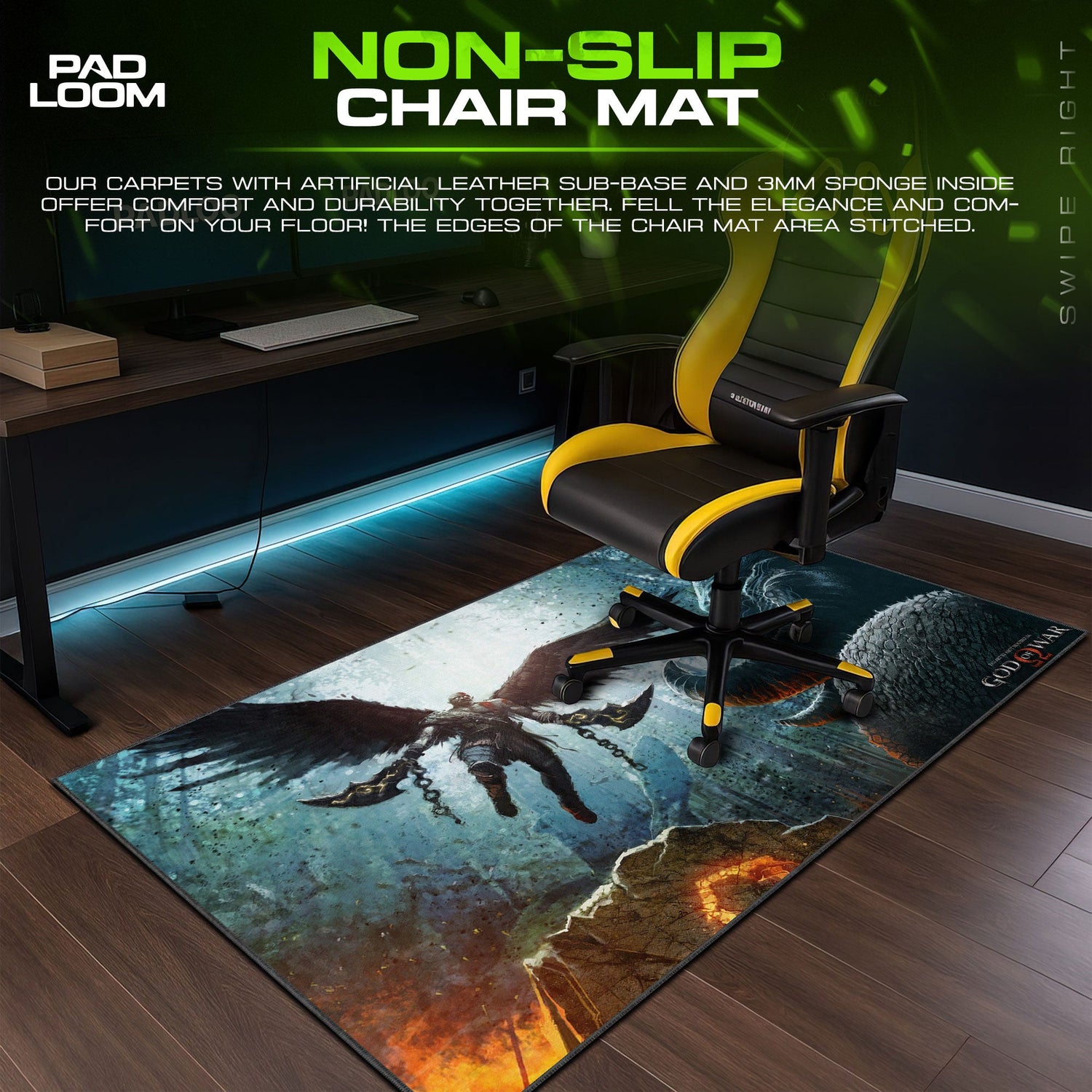 God of War Ascension Wings Mouse Pad, Game Gaming Desk Mat Padloom