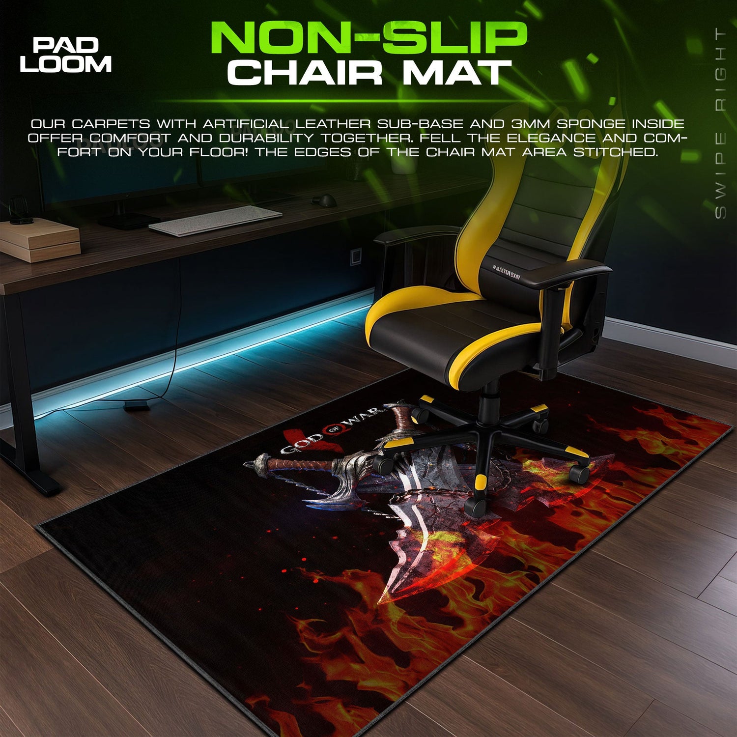 God of War Blades of Chaos Mouse Pad, Game Gamer Gaming Desk Mat Padloom