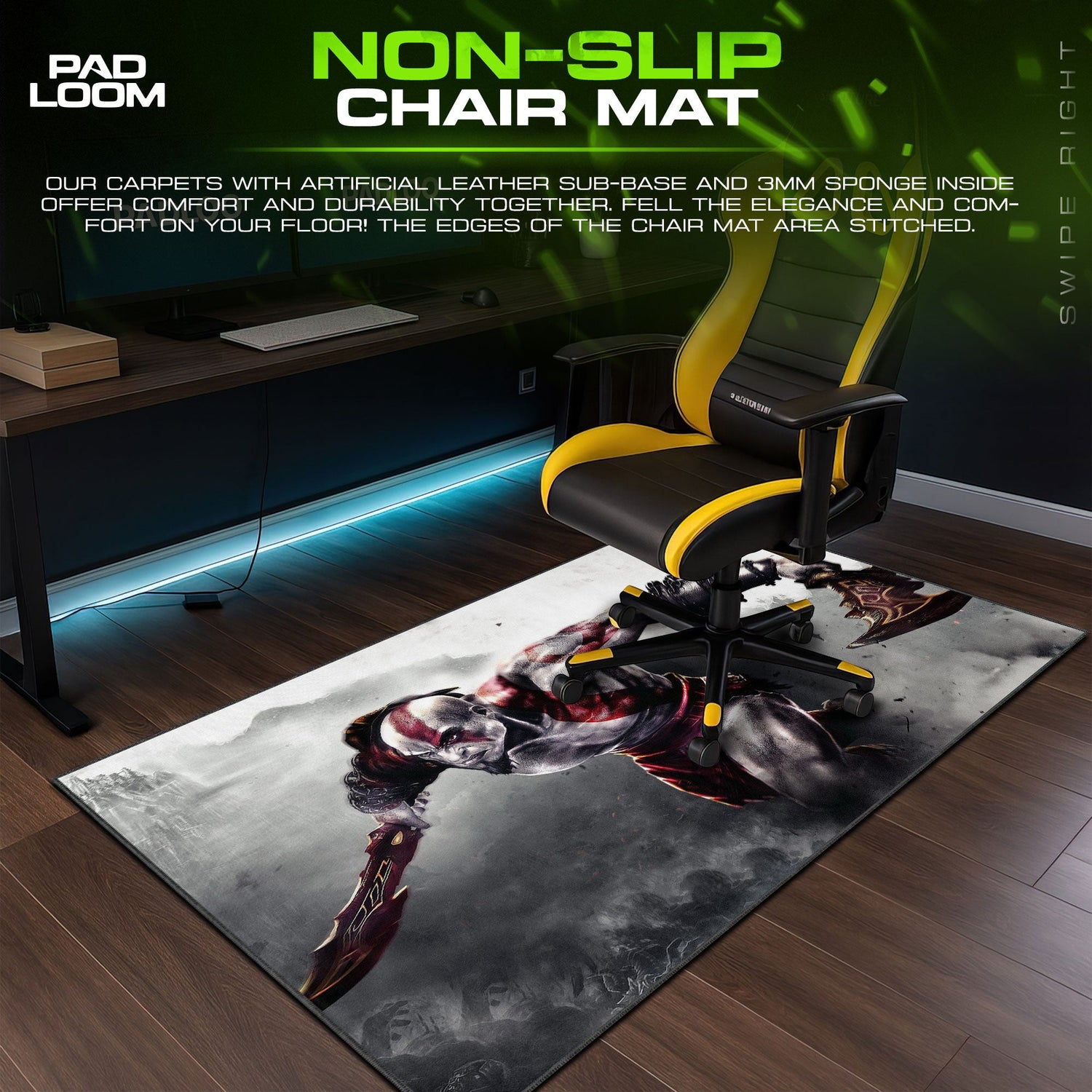 God of War Blades of Chaos Mouse Pad, Game Gaming Desk Mat Padloom