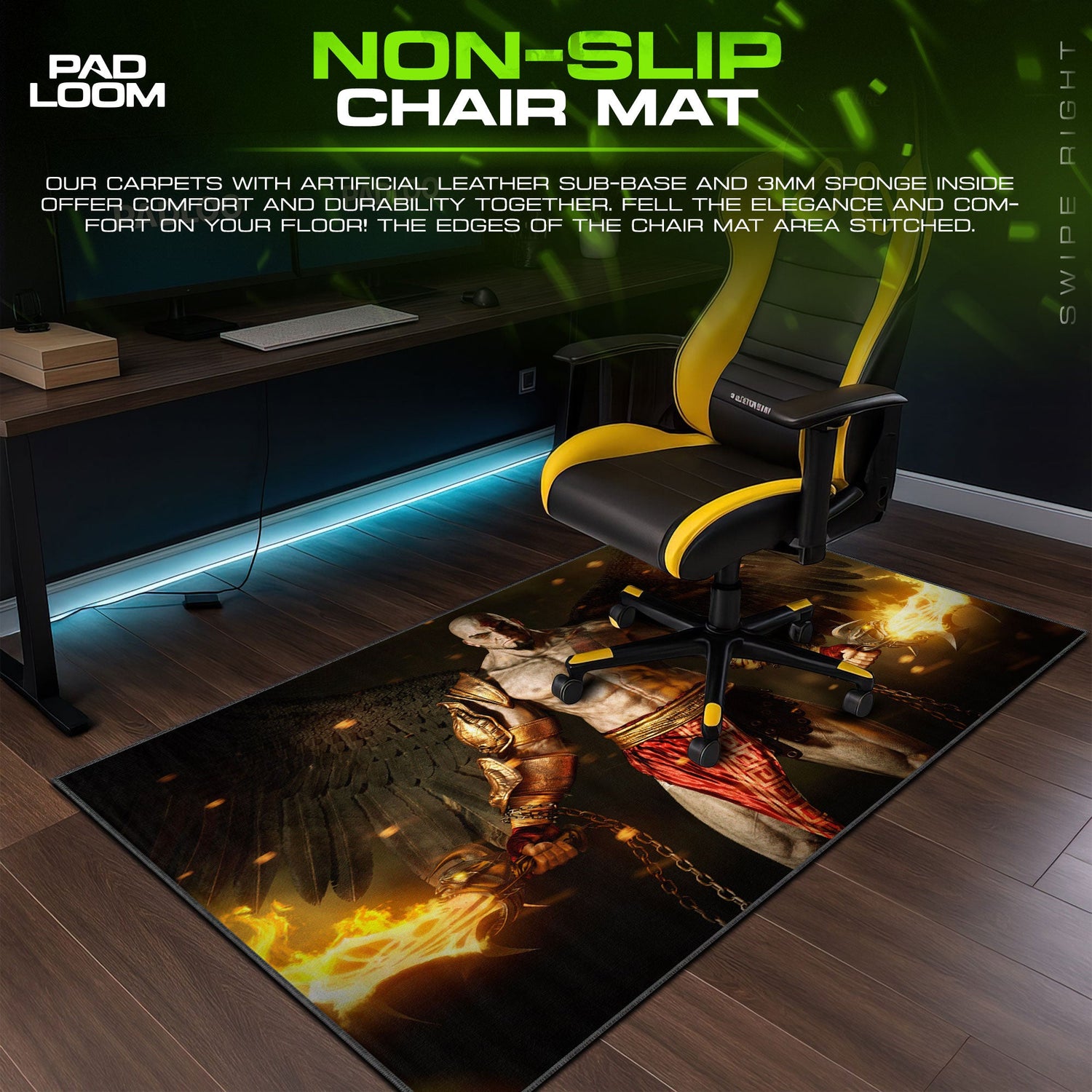 God of War Fallen Wings Mouse Pad, Game Gaming Desk Mat Padloom