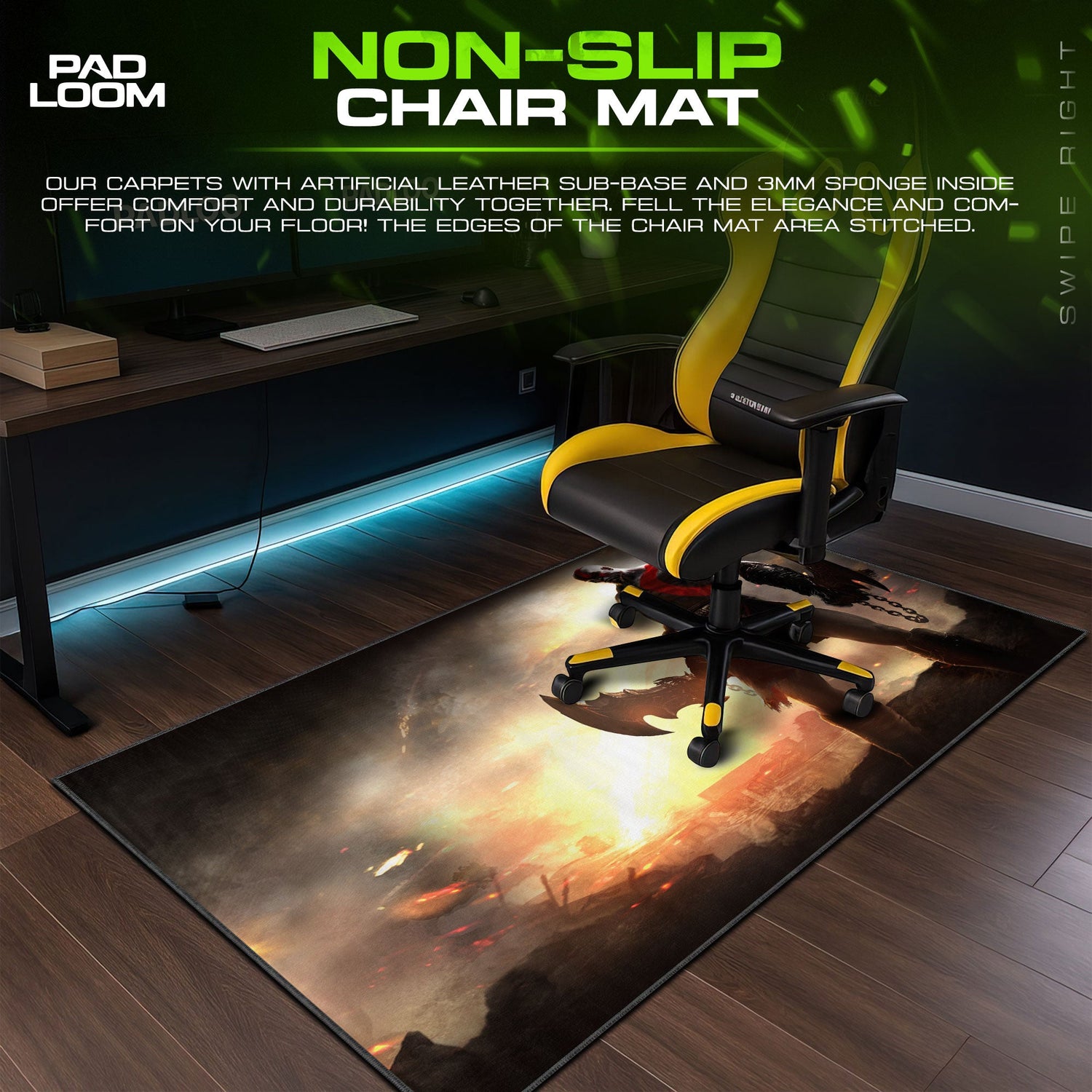 God of War Firestorm Stance Mouse Pad, Game Gaming Desk Mat Padloom