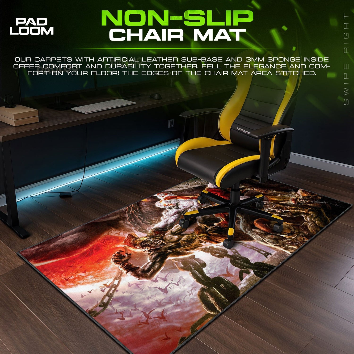 God of War Spartan Fury Mouse Pad, Game Gamer Gaming Desk Mat Padloom