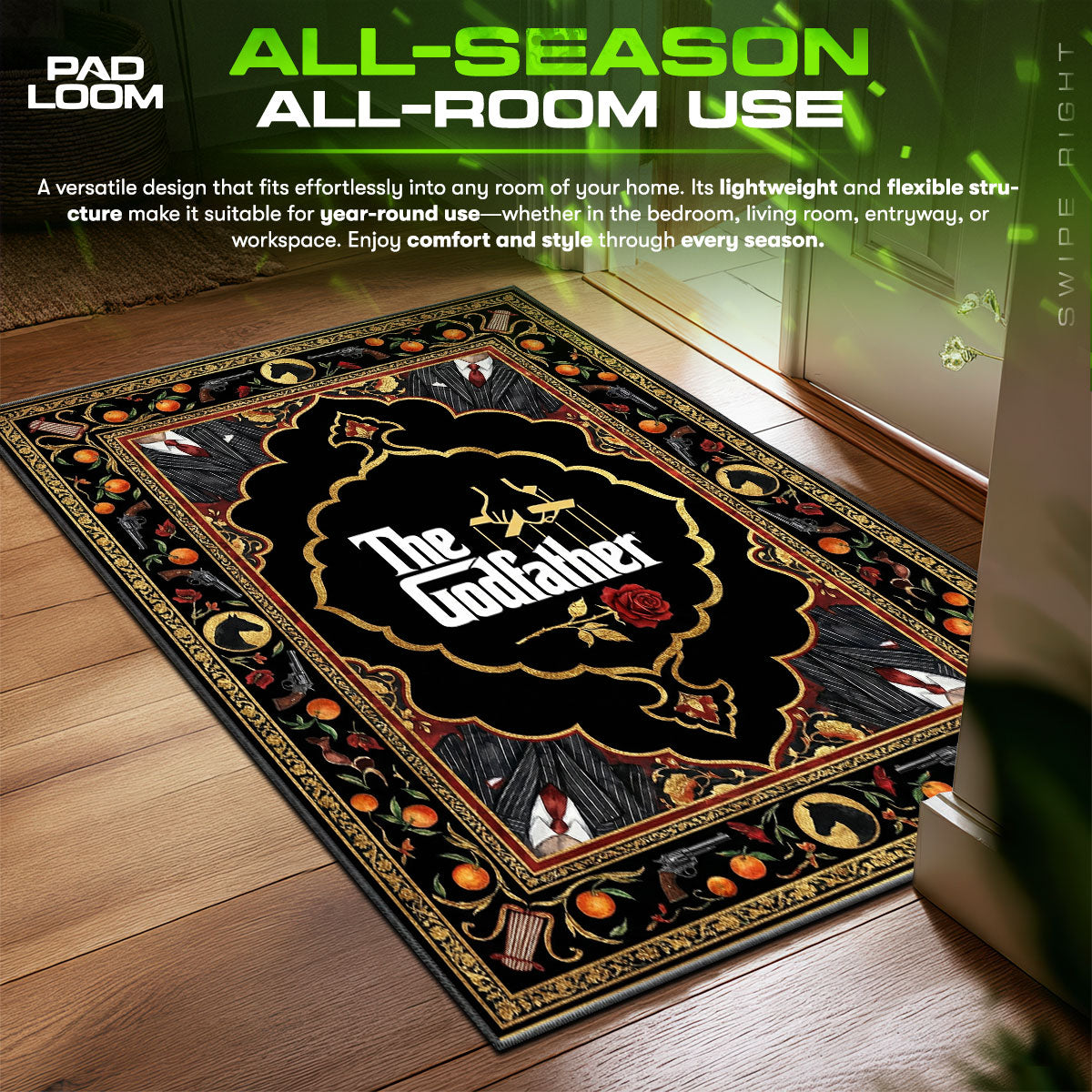 Godfather Marionette Logo Godfather Room fan rug — premium quality print