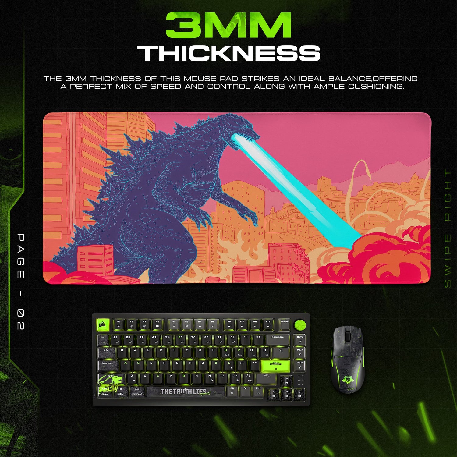Godzilla Atomic Breath Mouse Pad – Kaiju Desk Mat Padloom