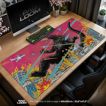 Godzilla Neon City Rampage Mouse Pad - Kaiju Desk Mat