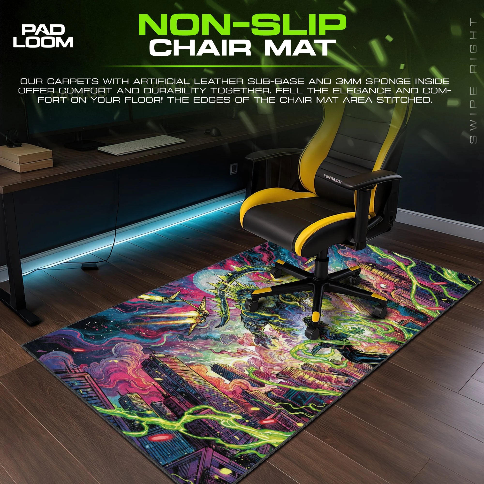 Godzilla Neon Rampage Mouse Pad - Kaiju Desk Mat