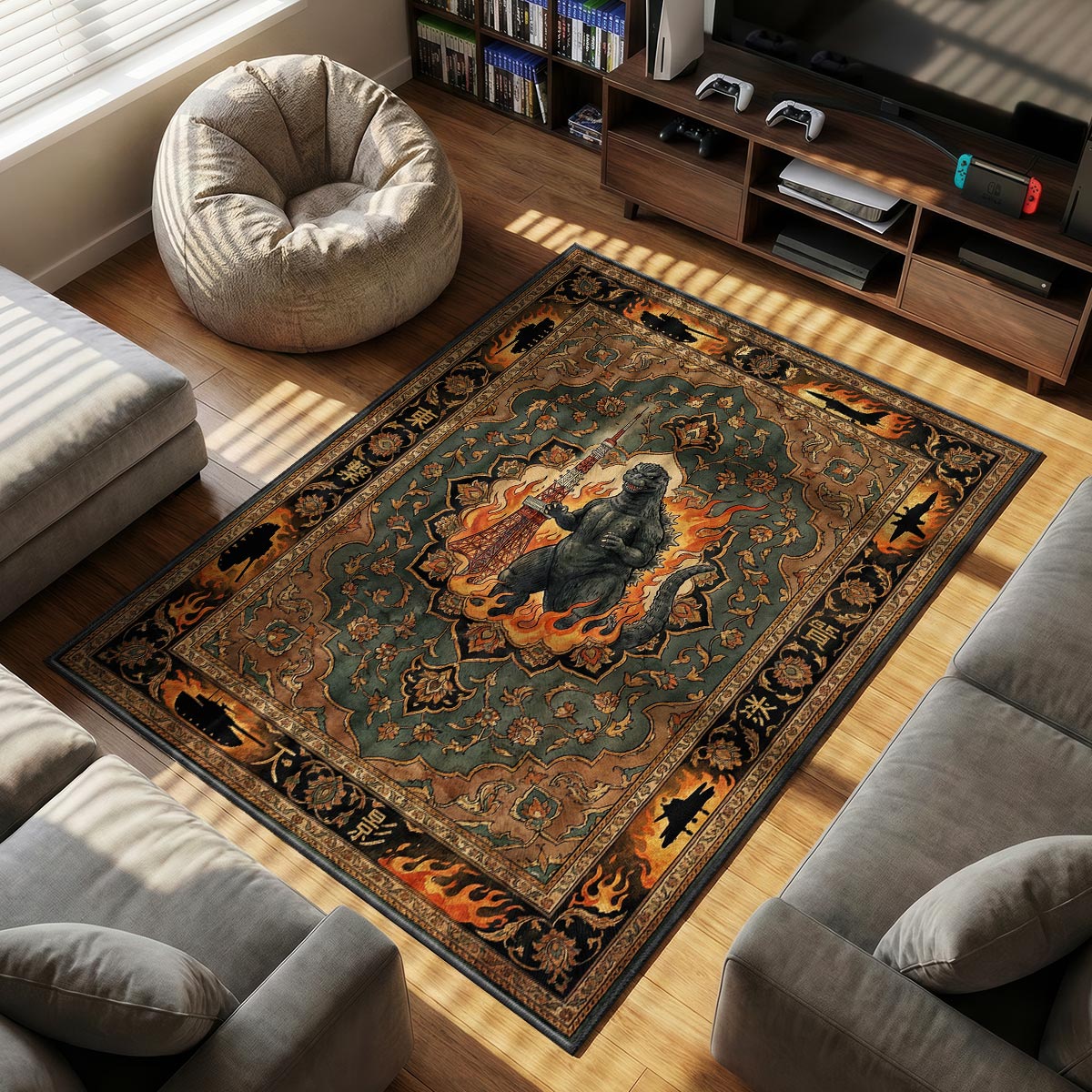 Godzilla Tokyo themed area rug for Kaiju fans