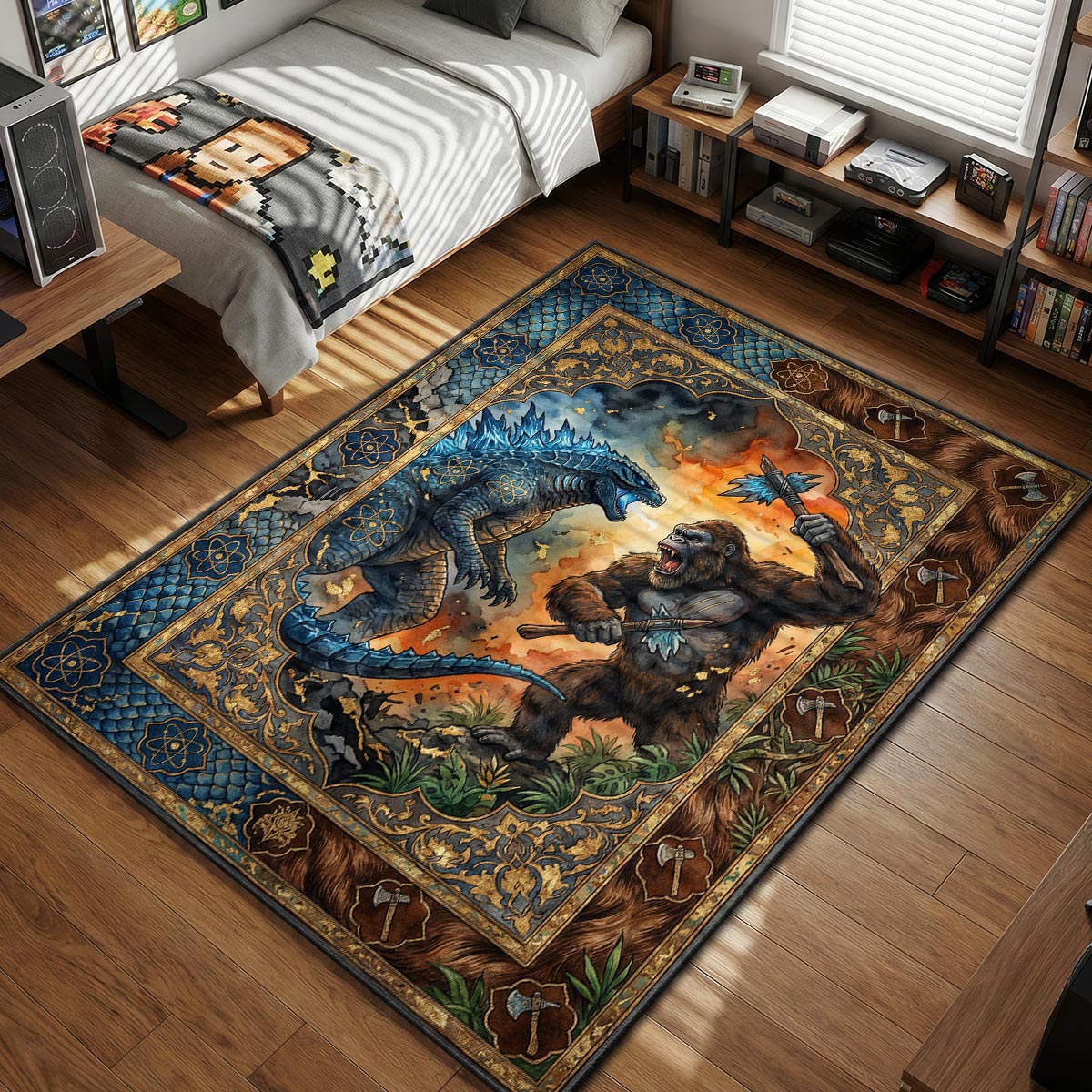 Godzilla vs Kong Battle Rug - Monsterverse Room Mat | Padloom