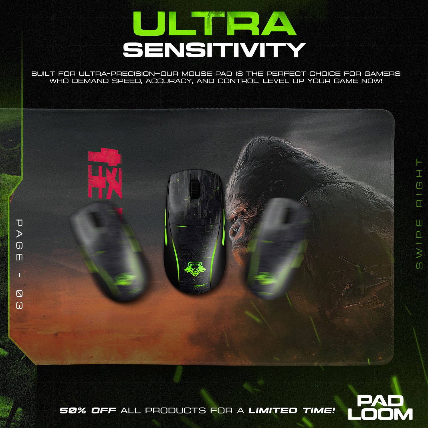 Godzilla vs. Kong Showdown Mouse Pad – Movie Gaming Desk Mat Padloom