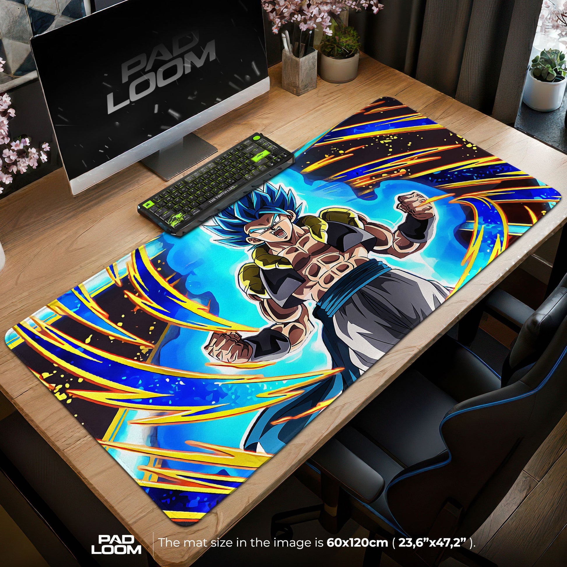 Gogeta Blue Mouse Pad - Fusion Power Anime Desk Mat Padloom