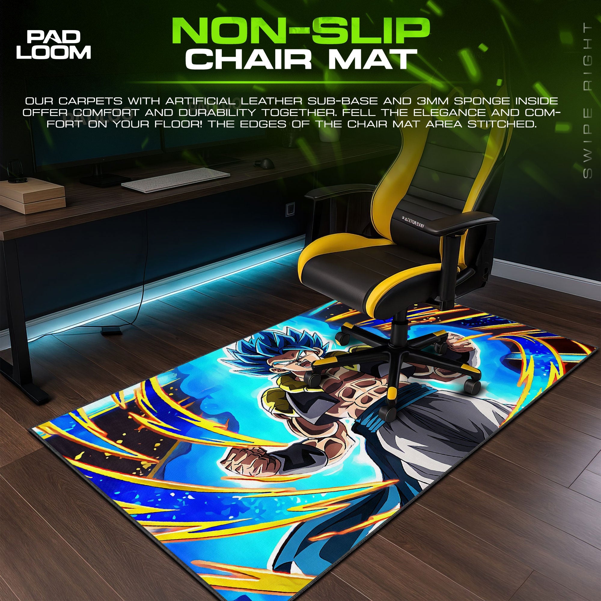 Gogeta Blue Mouse Pad - Fusion Power Anime Desk Mat Padloom