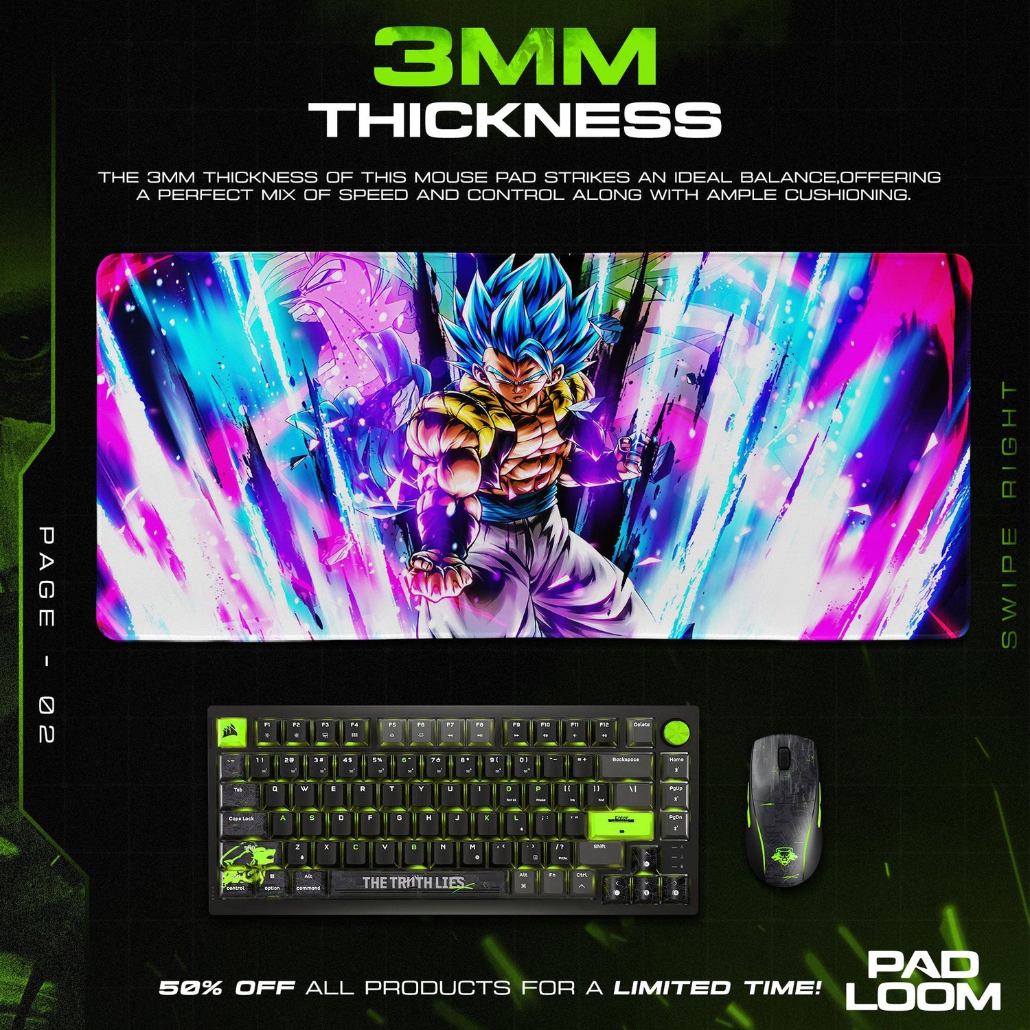 Gogeta Super Saiyan Blue Mouse Pad - Cosmic Aura Anime Desk Mat Padloom