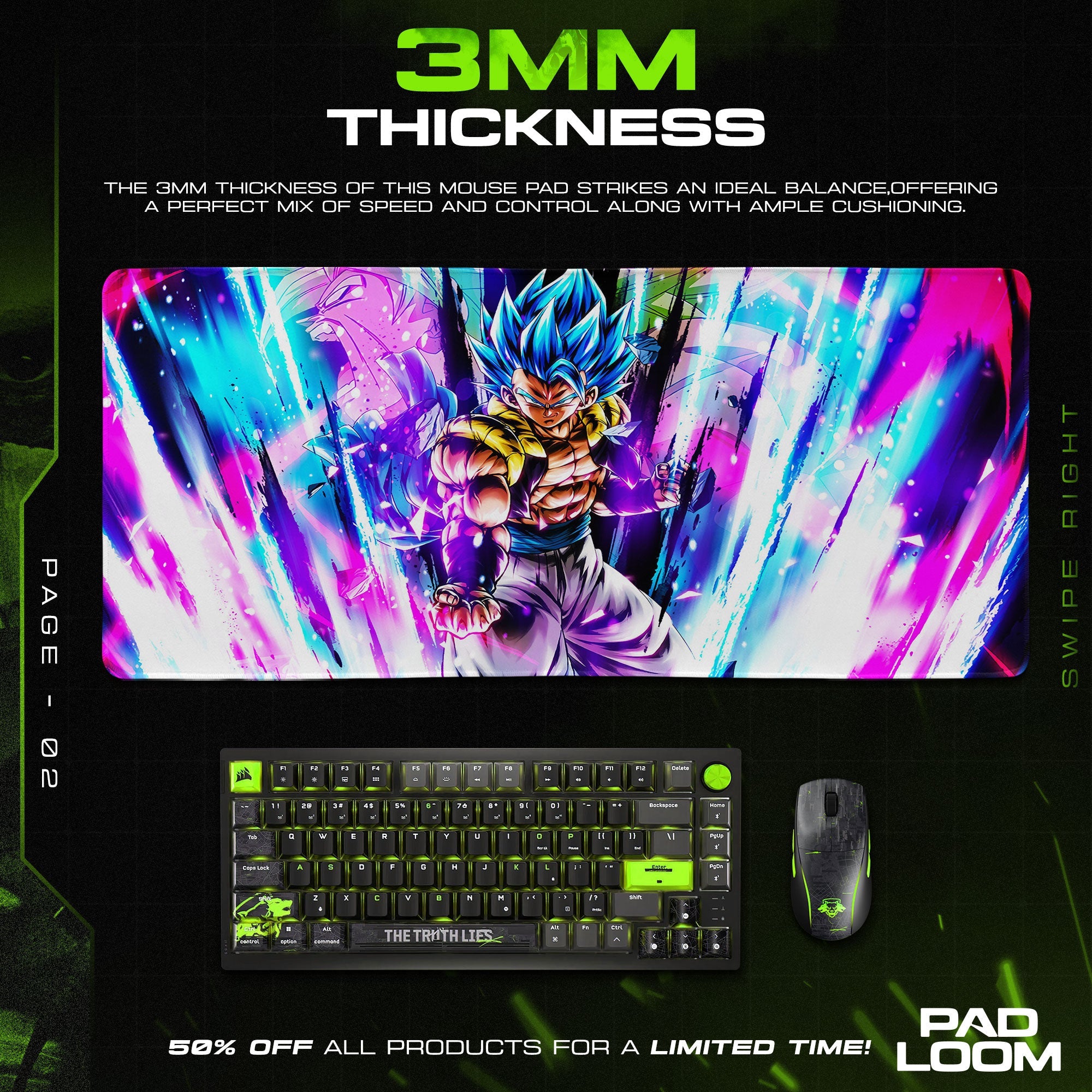 Gogeta Super Saiyan Blue Mouse Pad - Cosmic Aura Anime Desk Mat Padloom