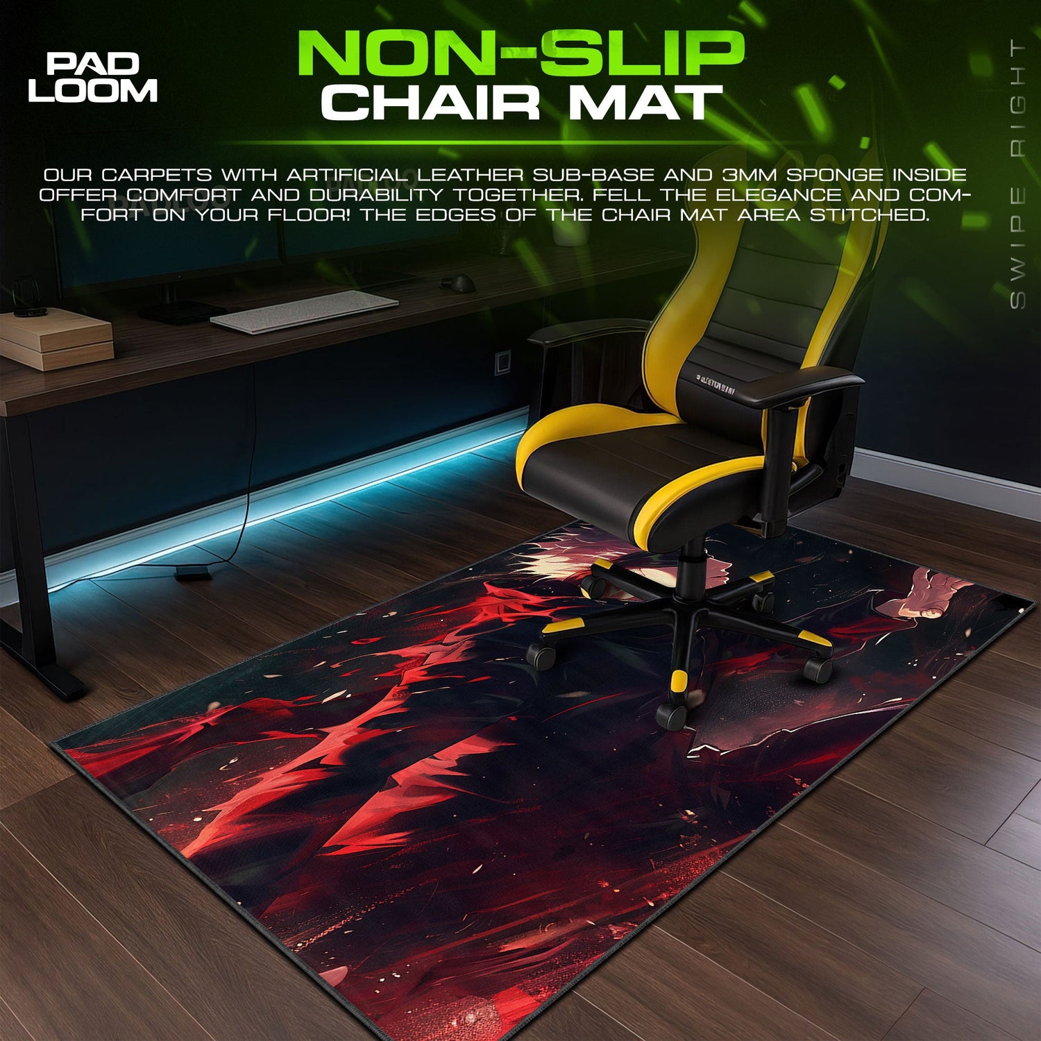 Gojo – Crimson Motion Mouse Pad, Anime Gaming Desk Mat Padloom